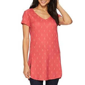 FIG Clothing Lox Tunic Short Sleeve V-Neck Top Pink Patterned Women’s Large